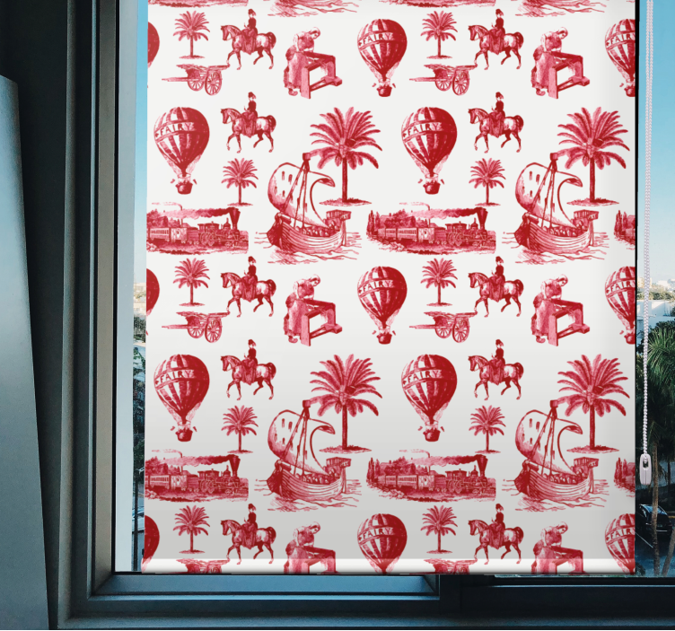 Red red palm scenes more vintage roller blind - TenStickers