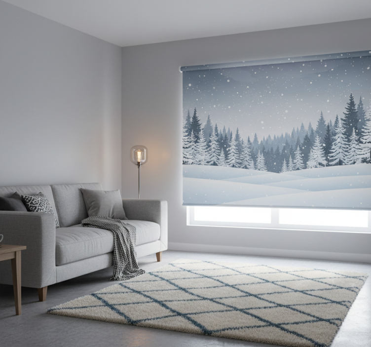 Scandinavian blind nordic winter forest scene - TenStickers