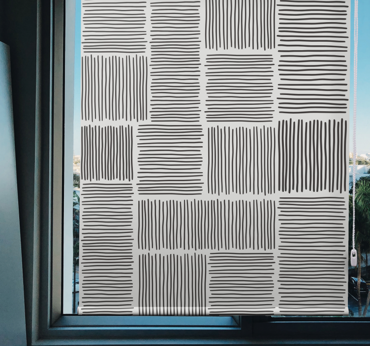Pattern roller blind stripe black and grey design - TenStickers