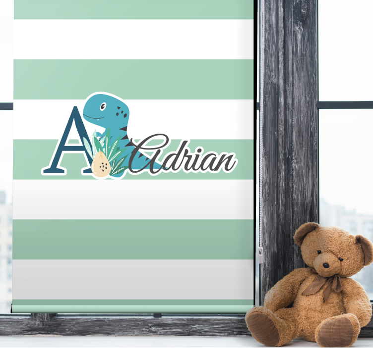 Striped dinosaur with name blind kids - TenStickers