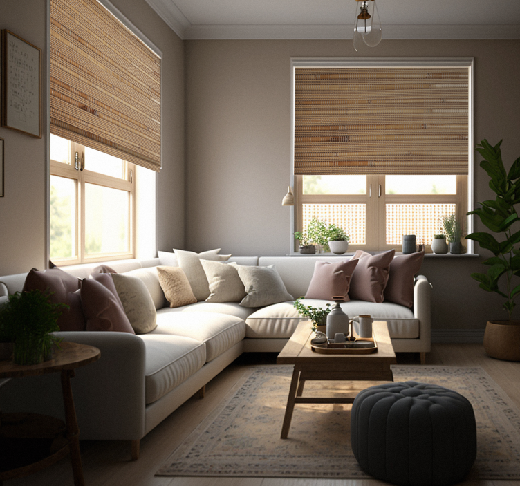 Striped light brown planks Rustic blind - TenStickers