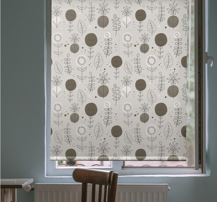 Grey stylish theme blind flowers - TenStickers