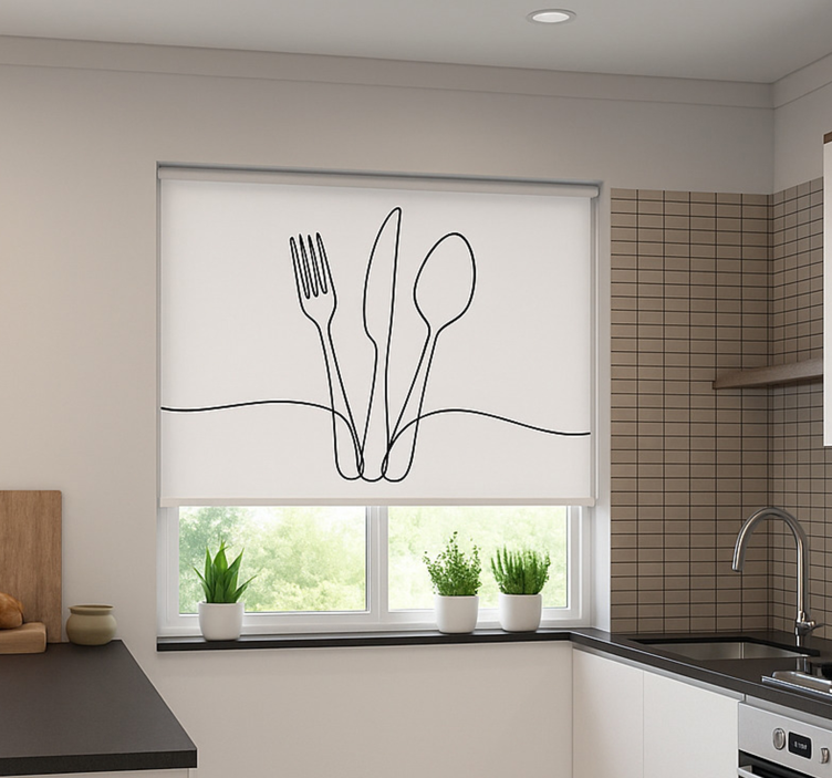 Stylish lines of utensils blinds in a kitchen - TenStickers