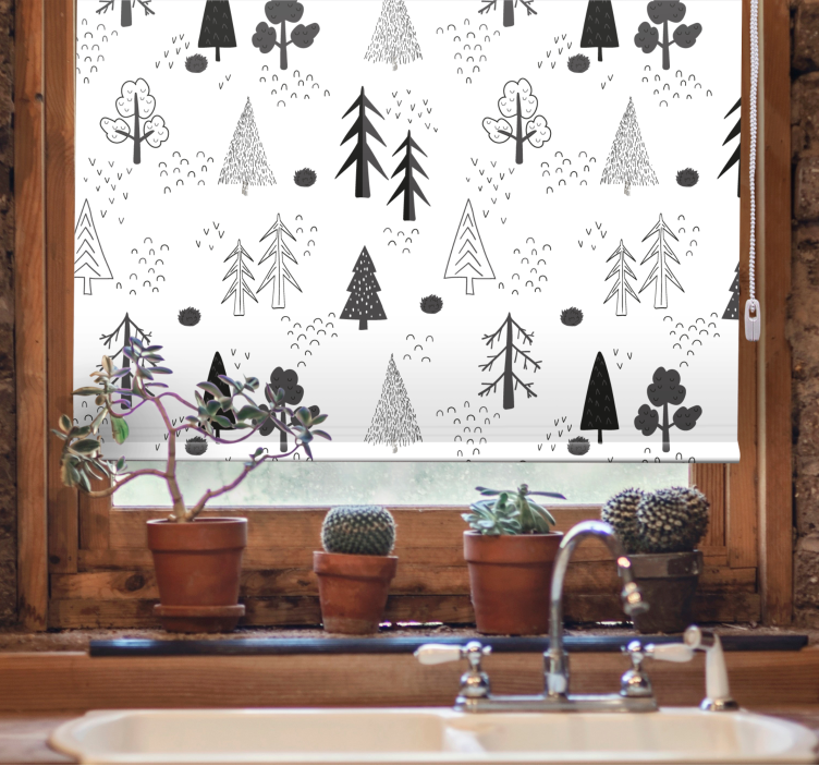Stylised tree patterns scandinavian blind - TenStickers