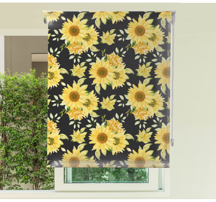 Sunflower Floral Pattern blind flowers - TenStickers
