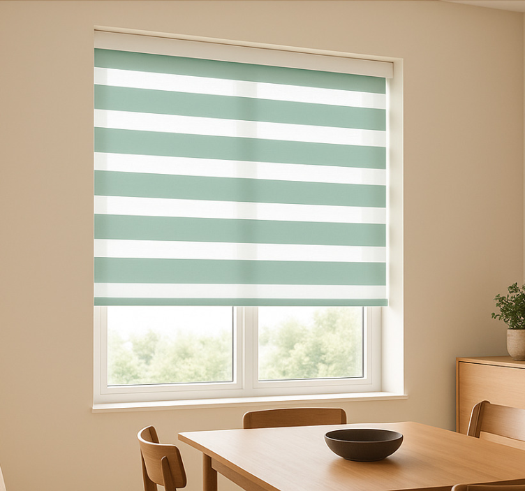 Teal green striped dining room blind - TenStickers