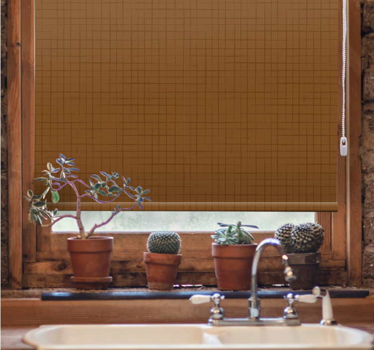 Brown squares surface pattern roller blind - TenStickers