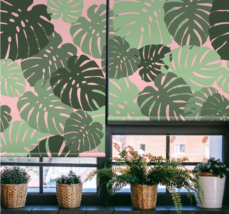 Tropical Monstera Pattern blind flowers - TenStickers
