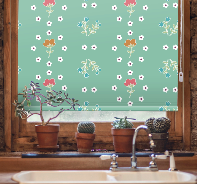 Turquoise theme composition floral blind - TenStickers