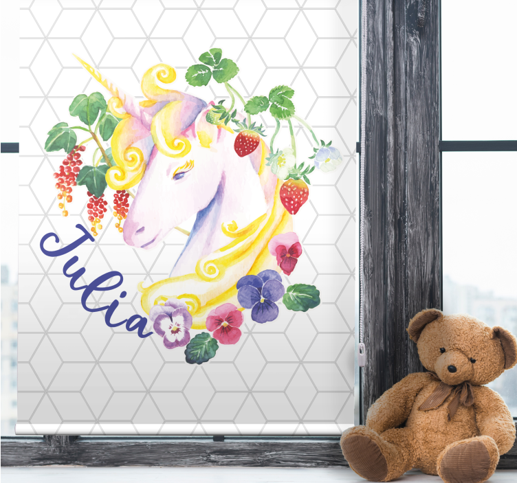Floral unicorn with name blind kids - TenStickers