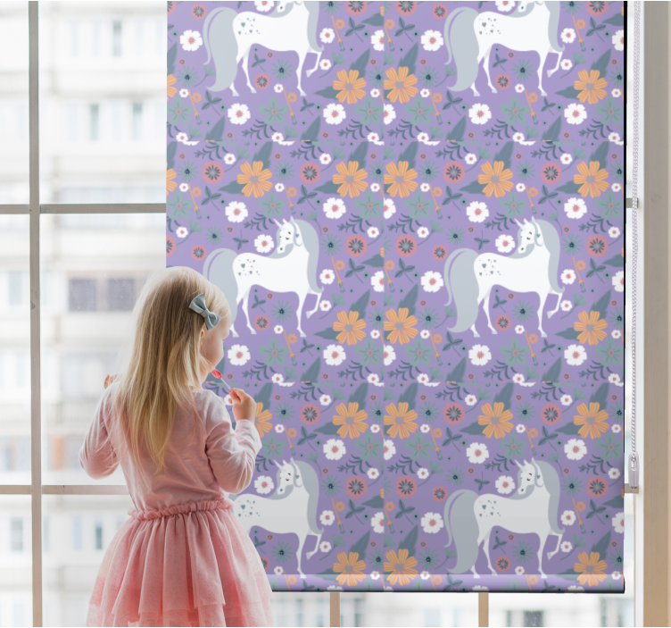 Purple unicorns and flowers blind kids - TenStickers