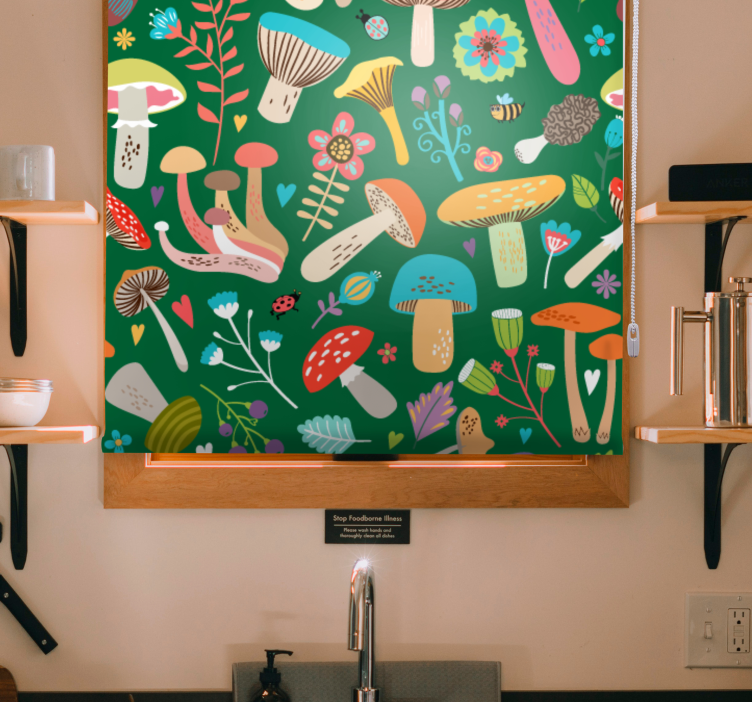 Vibrant Mushroom Motif blind flowers - TenStickers