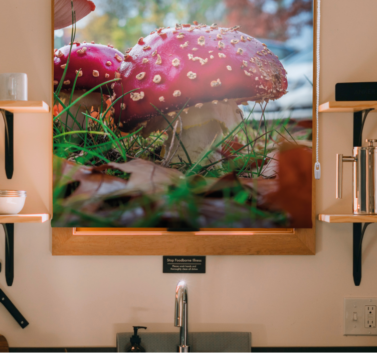 Vibrant Red Mushrooms blind flowers - TenStickers