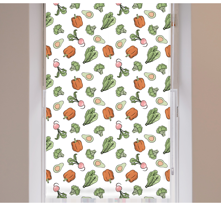 Vibrant vegetable medley blinds in a kitchen - TenStickers