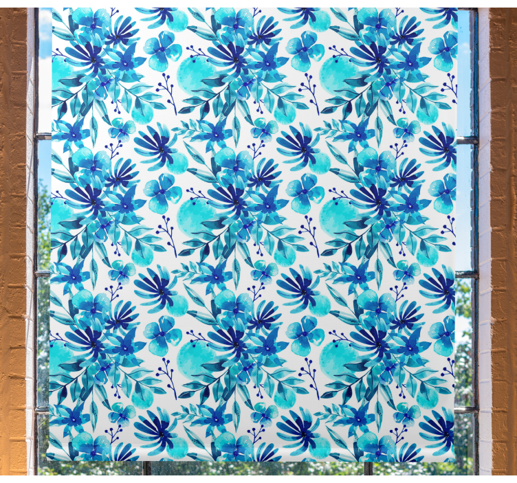 Vivid blue theme blind flowers - TenStickers
