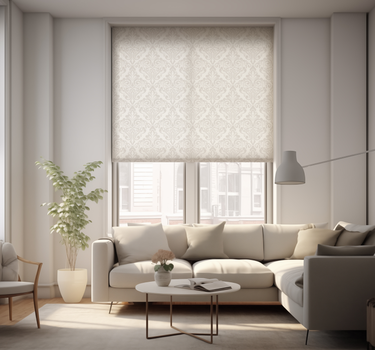 White Damask Living Room Roller Blind - TenStickers