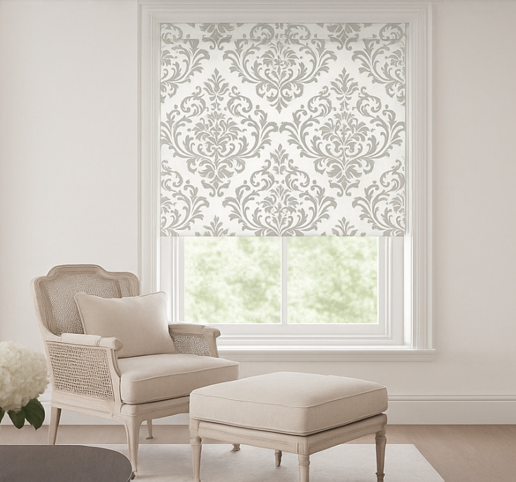 Baroque grey pattern living room blind - TenStickers