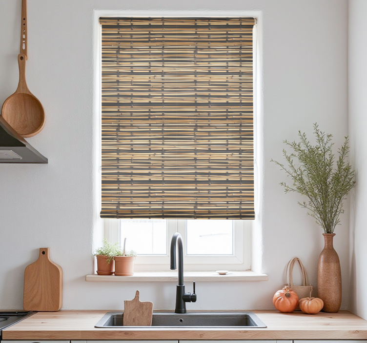 Wood texture  blinds in a kitchen - TenStickers