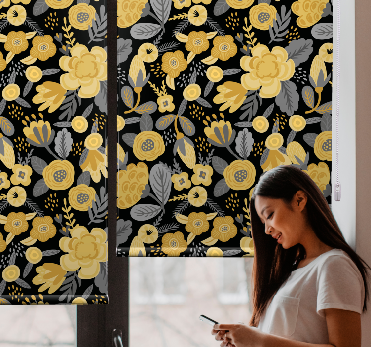 Yellow botanical pattern floral blind - TenStickers