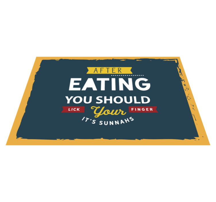 Placemat with quote eating finger licking good - TenStickers