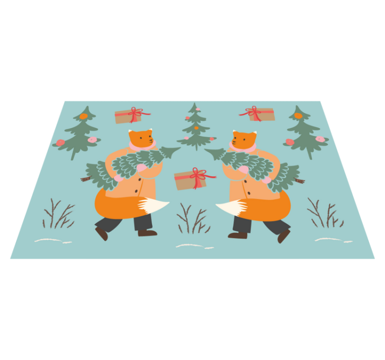 Christmas placemats festive fox with tree - TenStickers