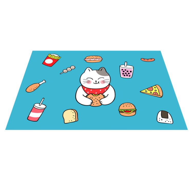 Children placemats cute cat dining - TenStickers