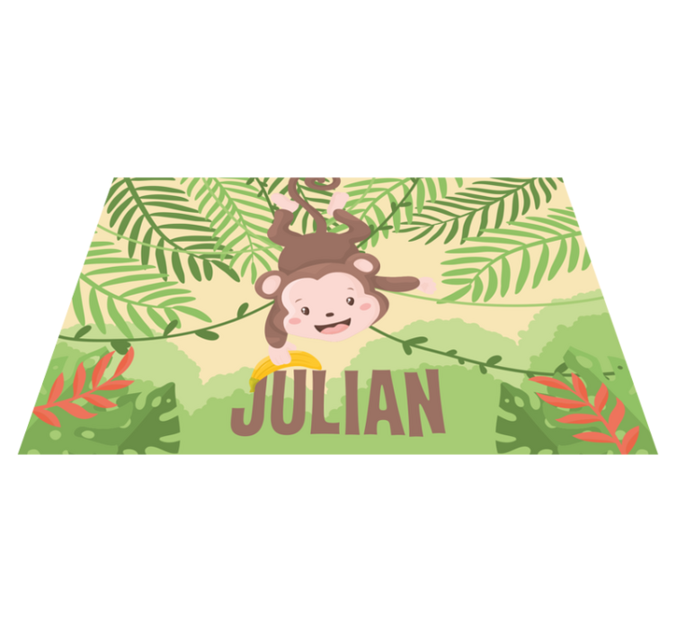 Little monkey on branch personalised kids placemat - TenStickers