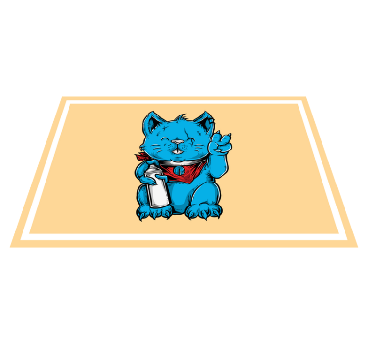 Children placemats cheerful blue cat - TenStickers