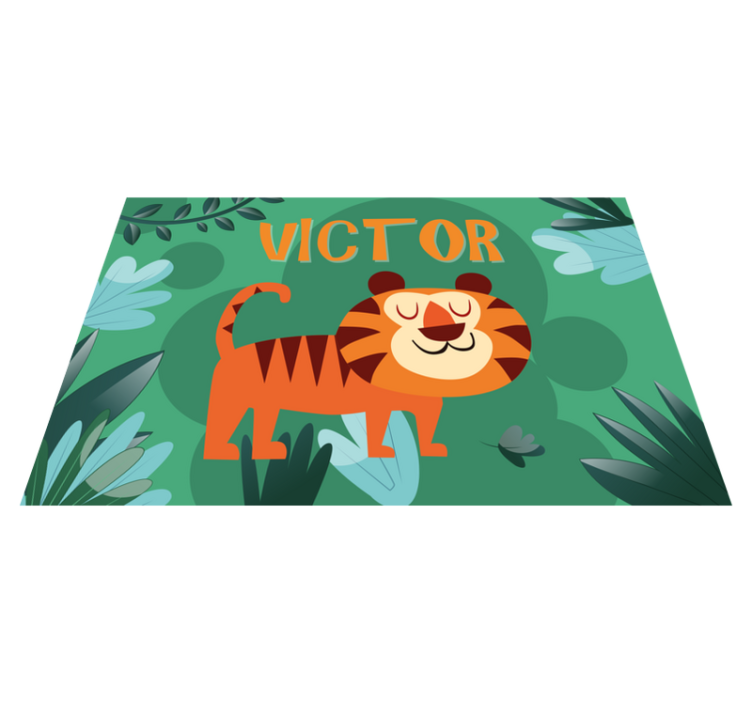 Cute tiger for boy with name children placemats - TenStickers
