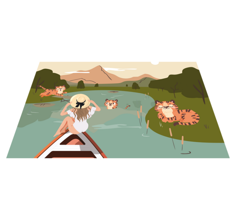 Children placemats playful tigers scene - TenStickers