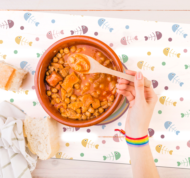 Fishbones and name placemats - TenStickers