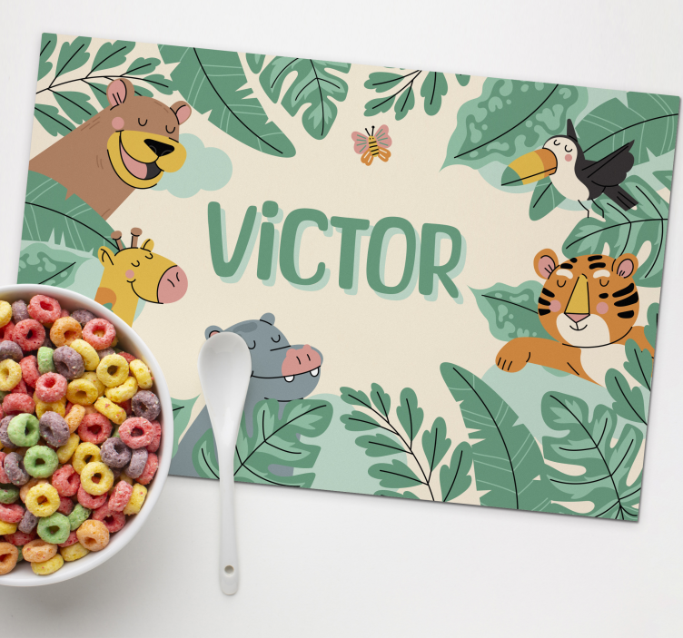 Jungle animals Personalised placemat - TenStickers