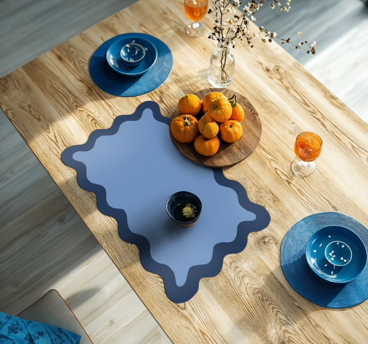 Blue wavy border modern placemats - TenStickers