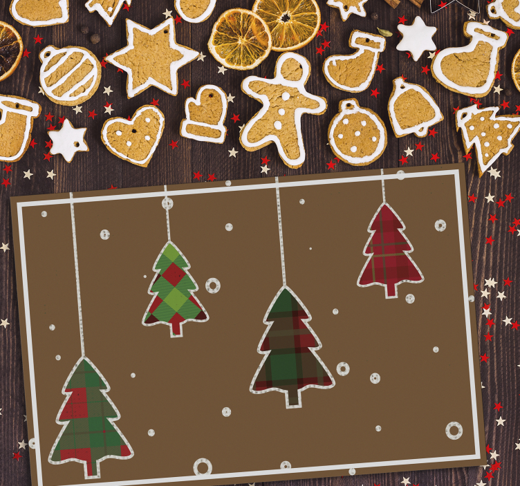 Christmas trees brown background placemats - TenStickers