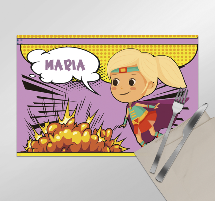 Comic superheroine Personalised placemat - TenStickers