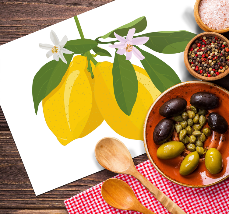 Floral Lemon citrus placemats - TenStickers