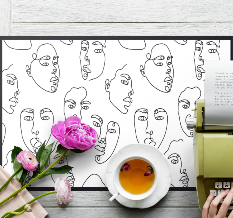 Line art faces pattern modern placemats - TenStickers