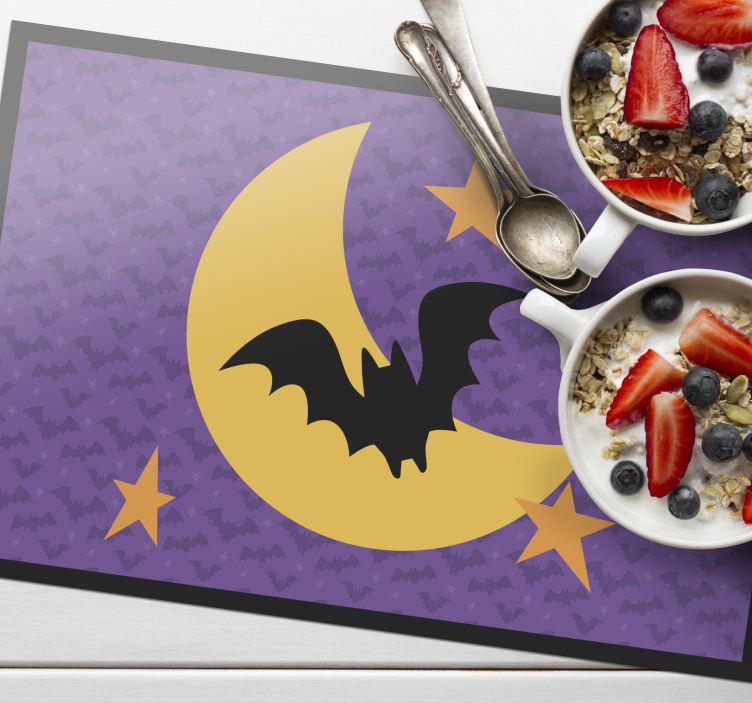 Moon stars and a bat  Halloween placemats - TenStickers