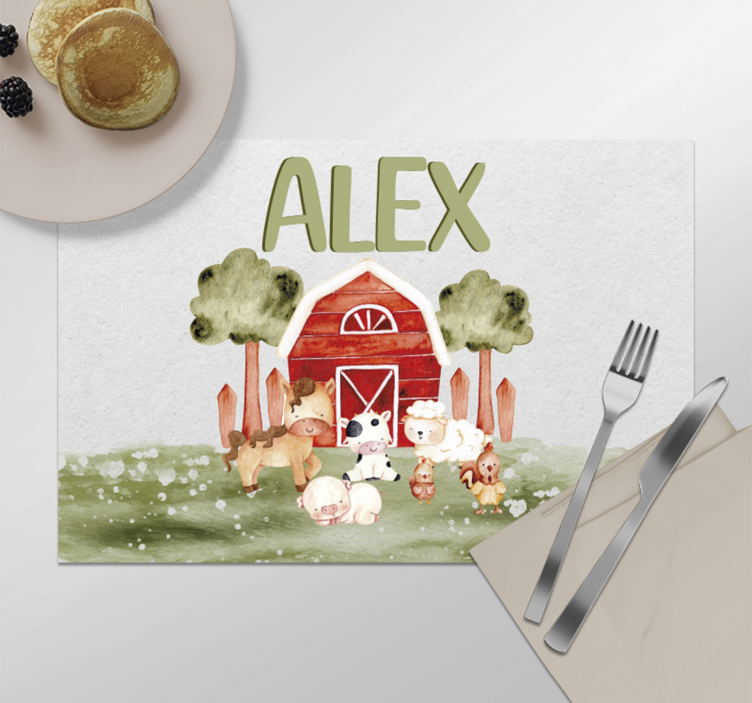 Watercolor cute farm home placemats - TenStickers