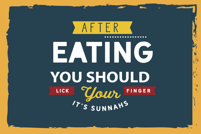 Placemat with quote eating finger licking good - TenStickers