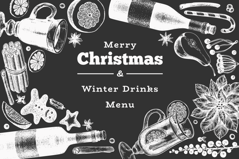 Christmas placemats with festive drink menu - TenStickers