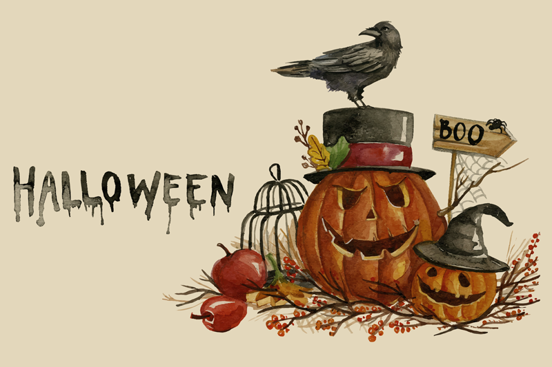 Halloween placemats festive pumpkin display - TenStickers