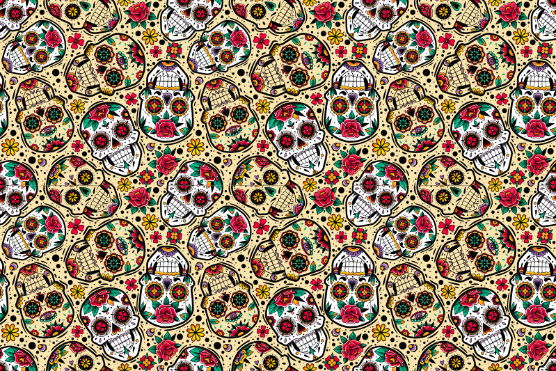 Halloween placemats colorful skull design - TenStickers