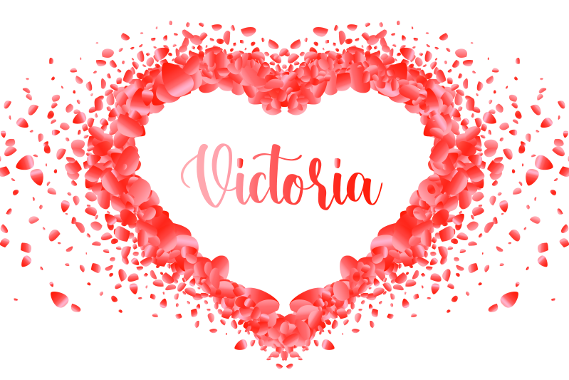 Petals forming heart with name placemats - TenStickers