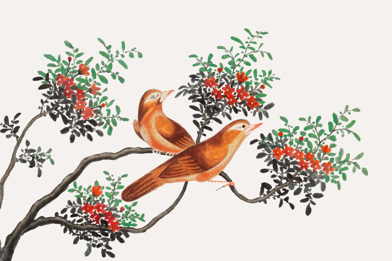 Original placemats elegant birds and berries - TenStickers