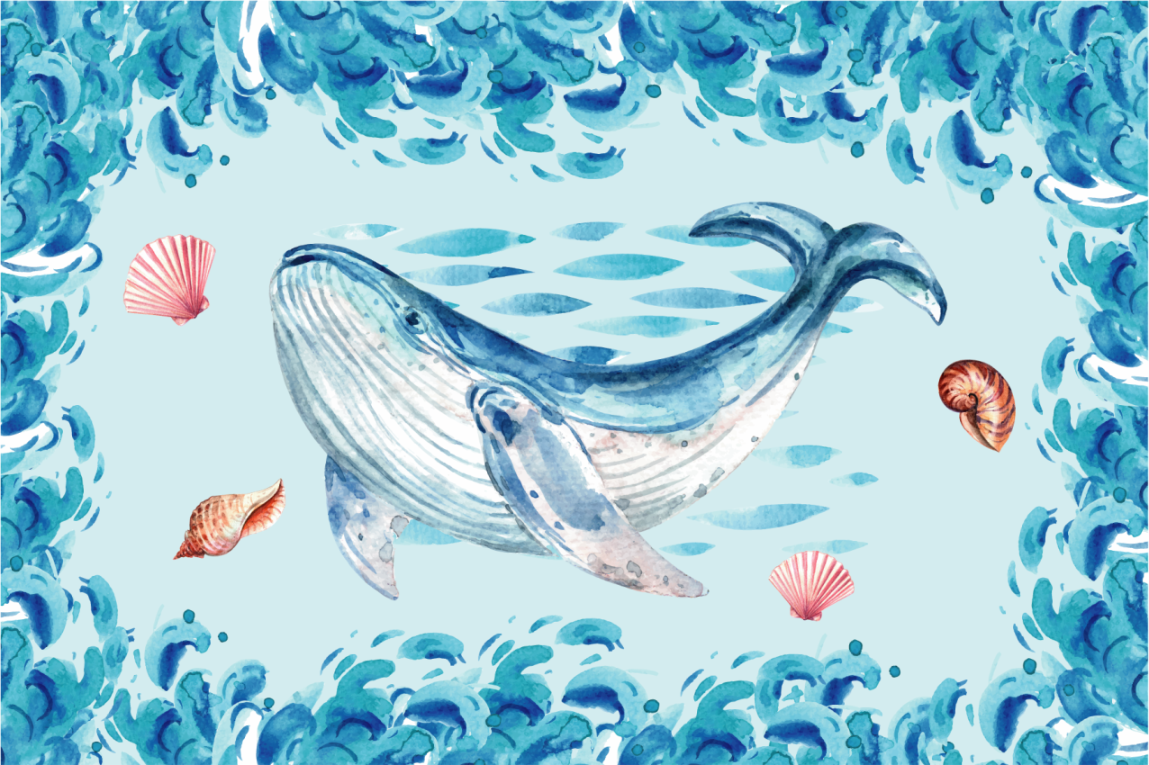 Original placemats whale ocean elements - TenStickers