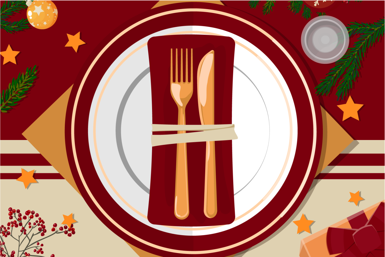 Holiday plates and cutlery Christmas placemats - TenStickers