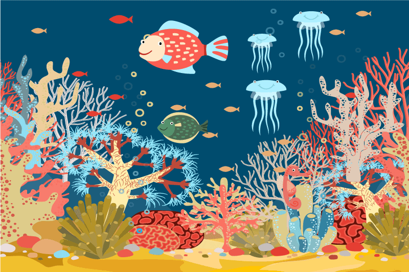 Modern placemats underwater coral scene - TenStickers