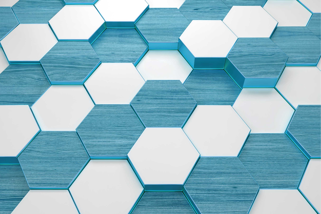 Modern placemats hexagonal blue design - TenStickers