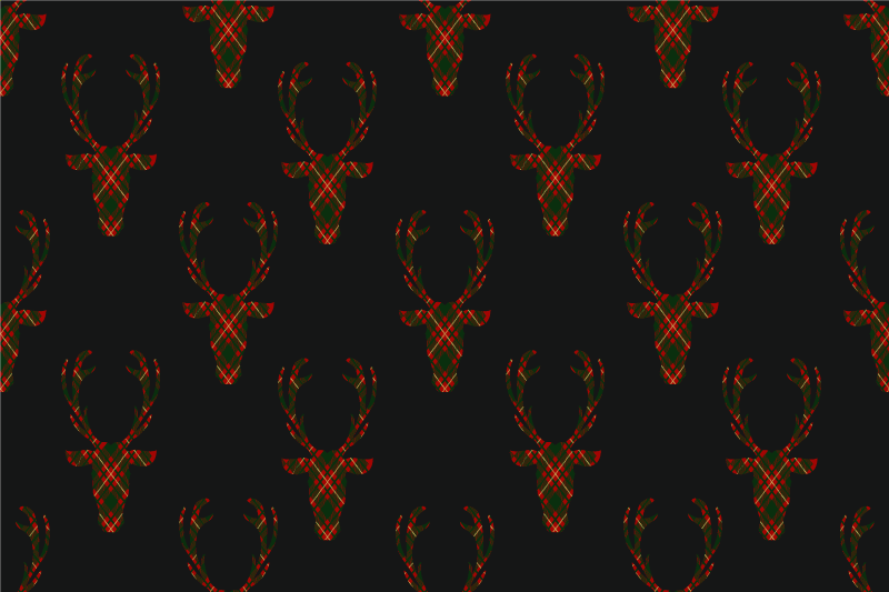 Christmas placemats plaid reindeer silhouettes - TenStickers